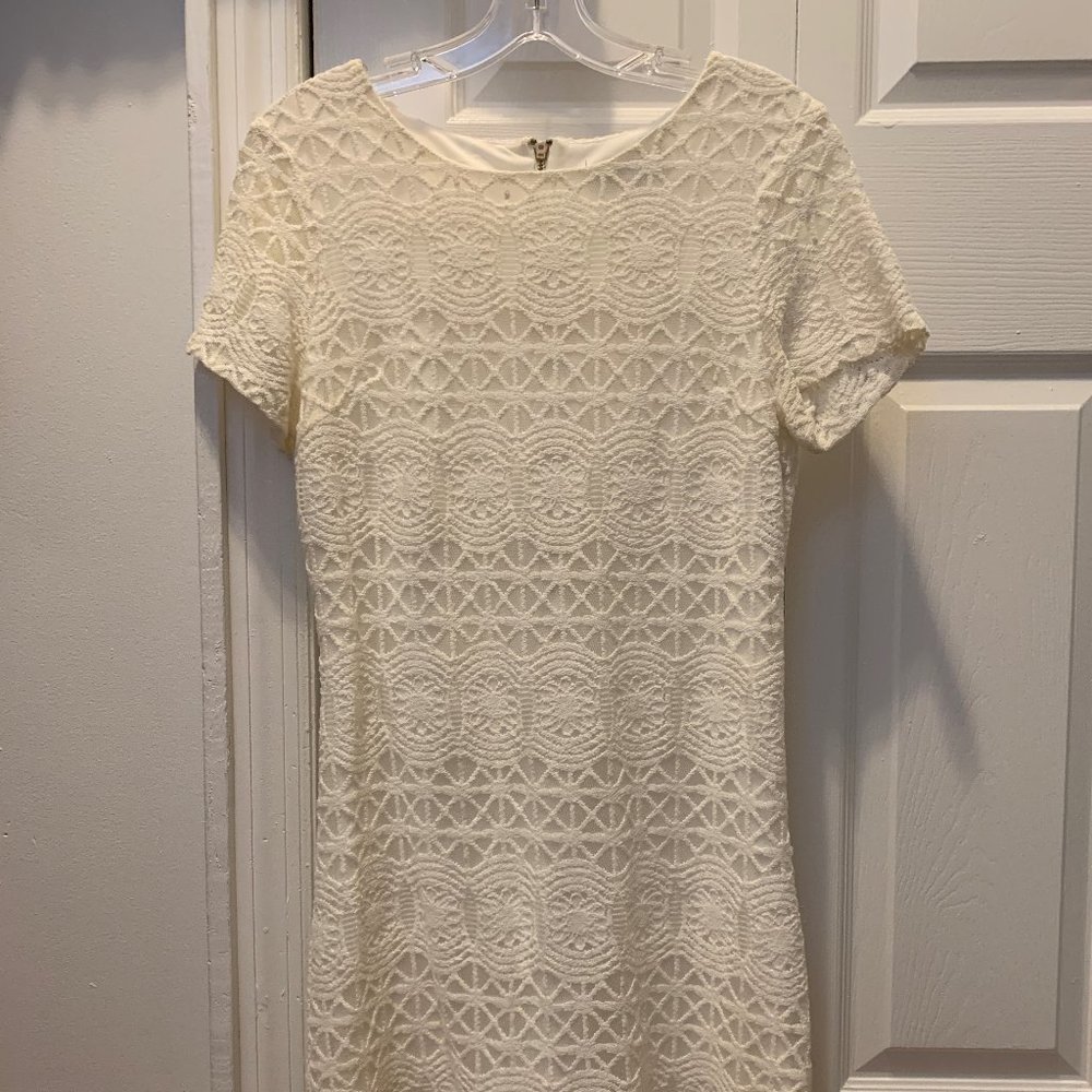 White Lulu's short-sleeve "Love You for Eternity" white lace mini dress